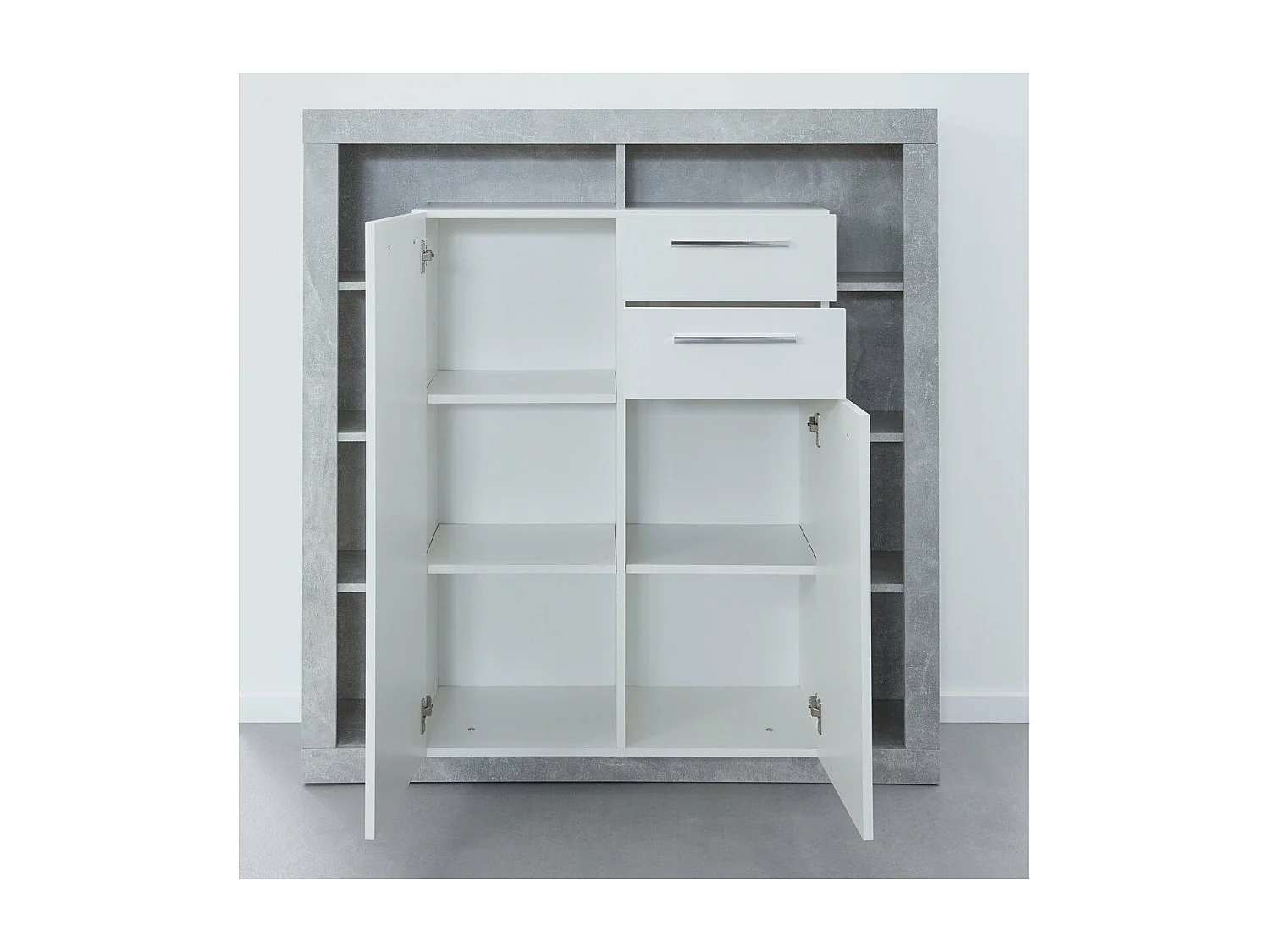Buffet haut 2 portes, 2 tiroirs et 8 niches L121 cm - GWENDOLYN