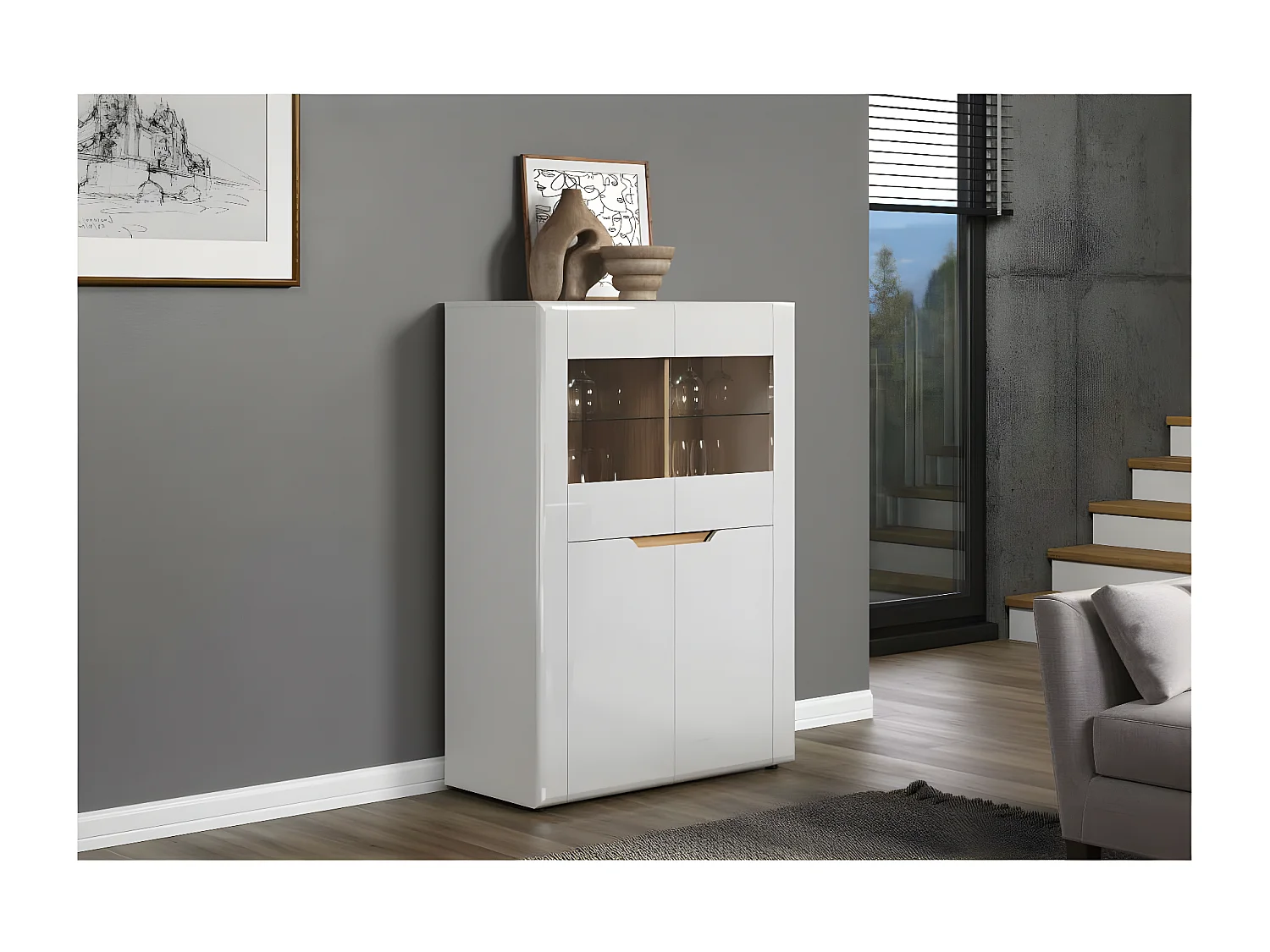 Marlon buffet brillant blanc.