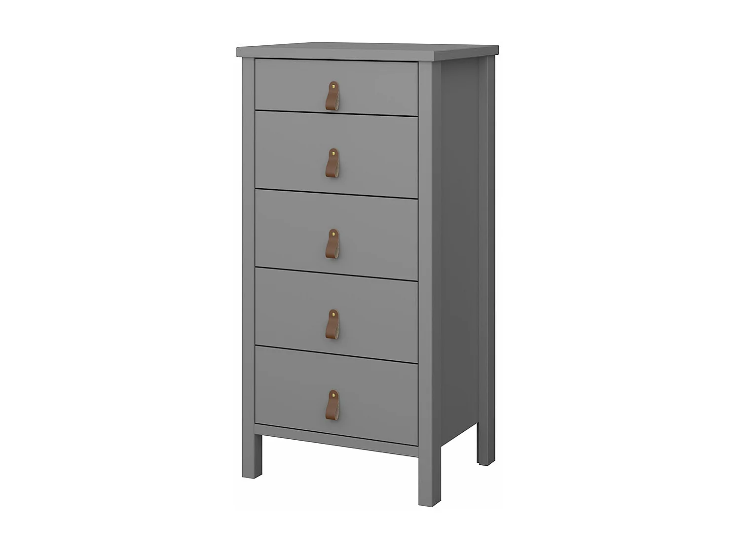 Tromsø commode 5 tiroirs gris.