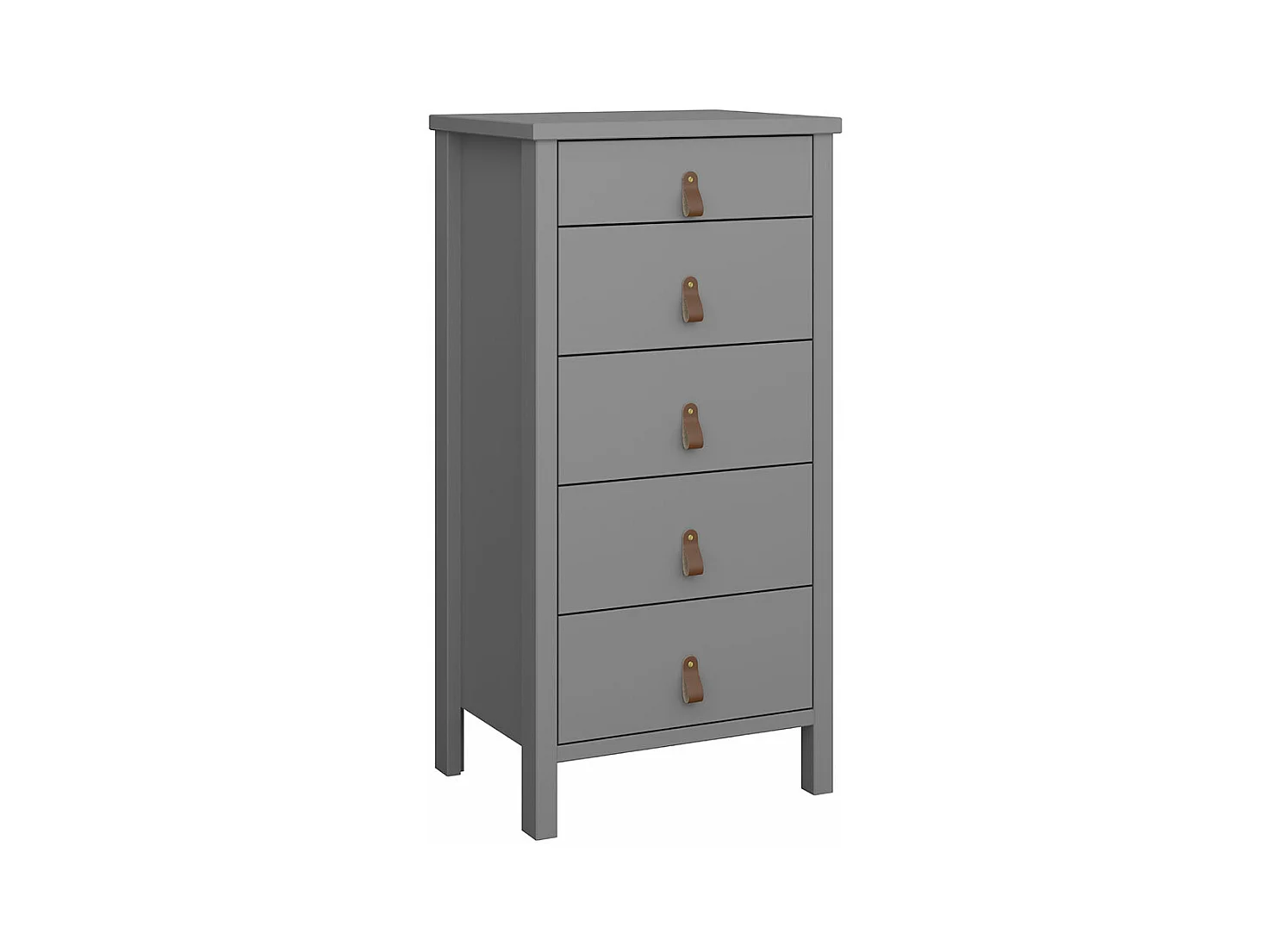 Tromsø commode 5 tiroirs gris.
