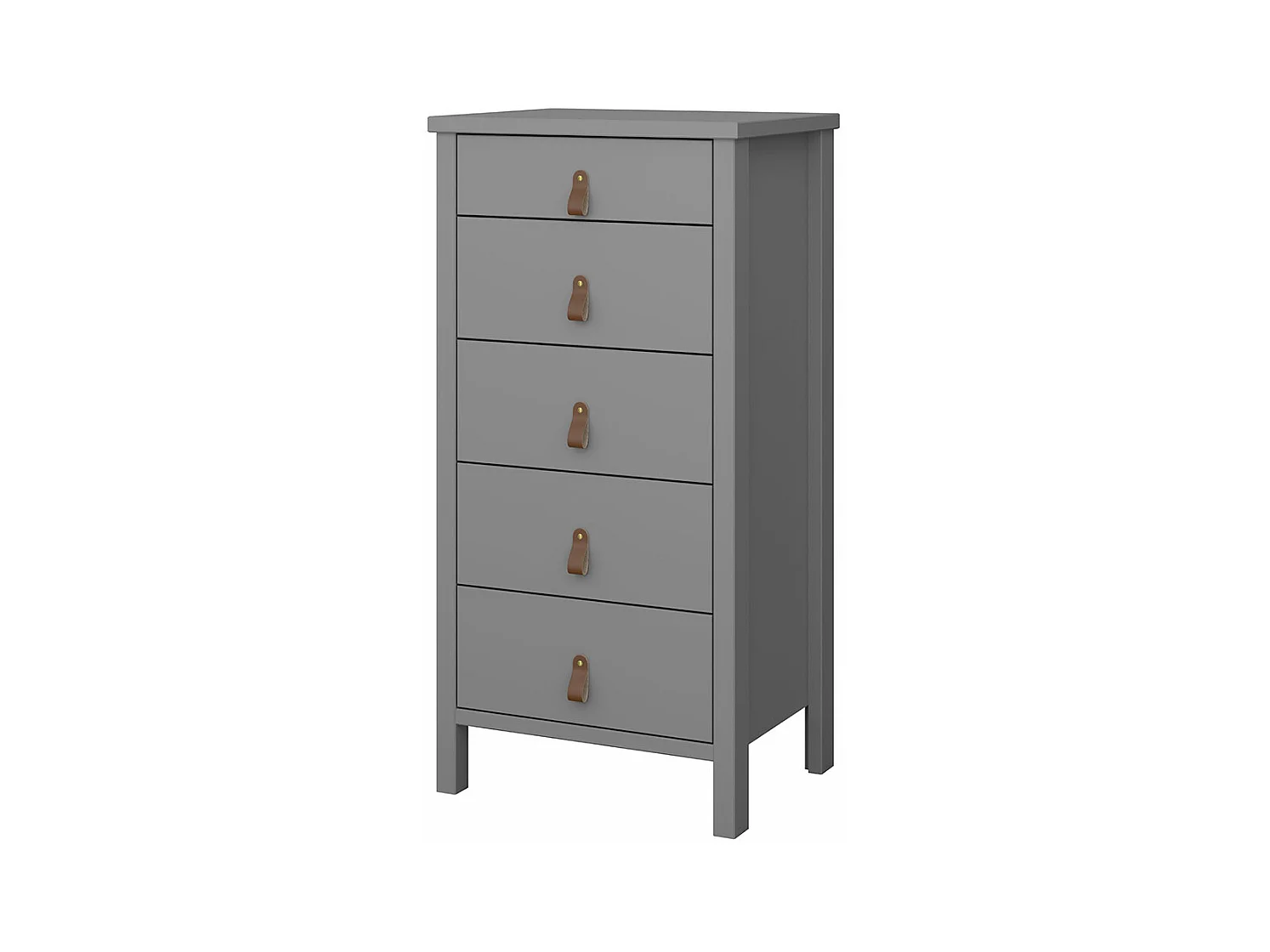 Tromsø commode 5 tiroirs gris.