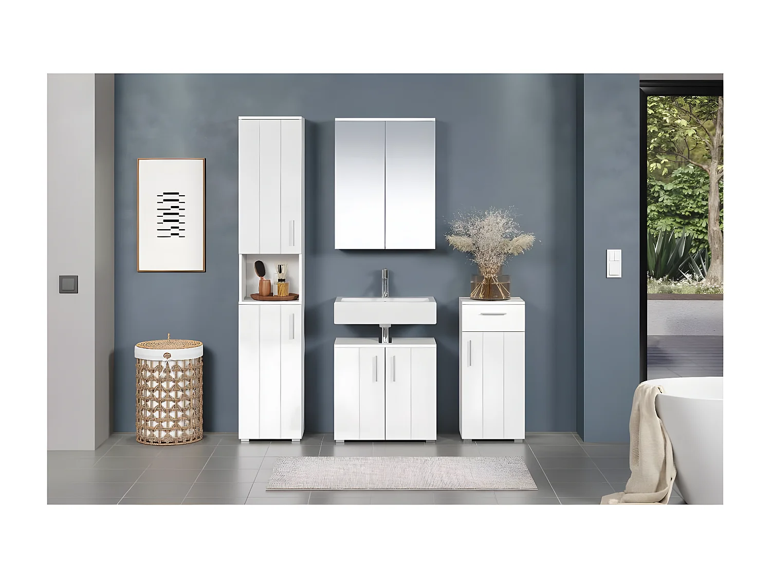 Wons armoire de salle de bain brillant blanc.