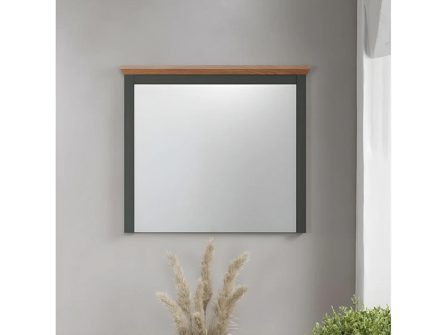 Stanton miroir vert, chêne décor.