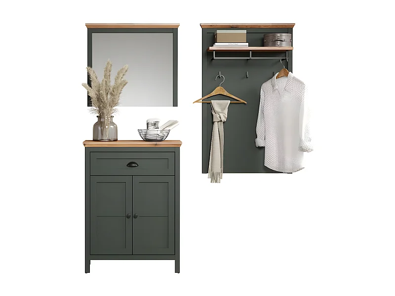 Stanton ensemble d'armoires de rangement vert, chêne décor.