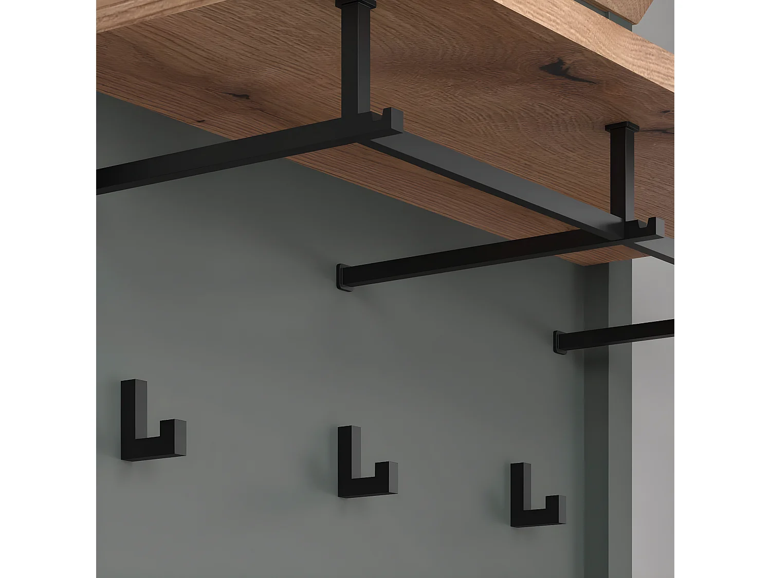 Stanton porte-manteau vert, chêne décor.