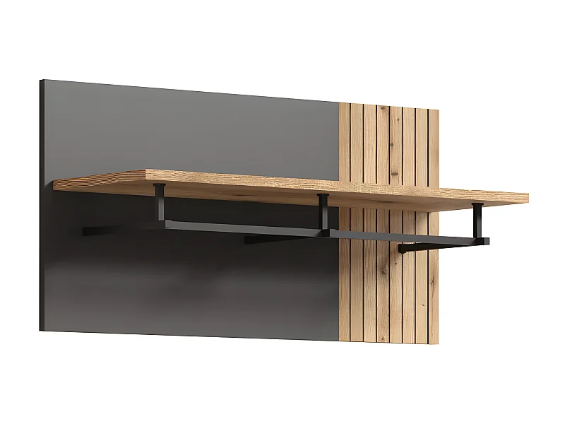 Esteban Wandgarderobe grau, Eiche dekor.