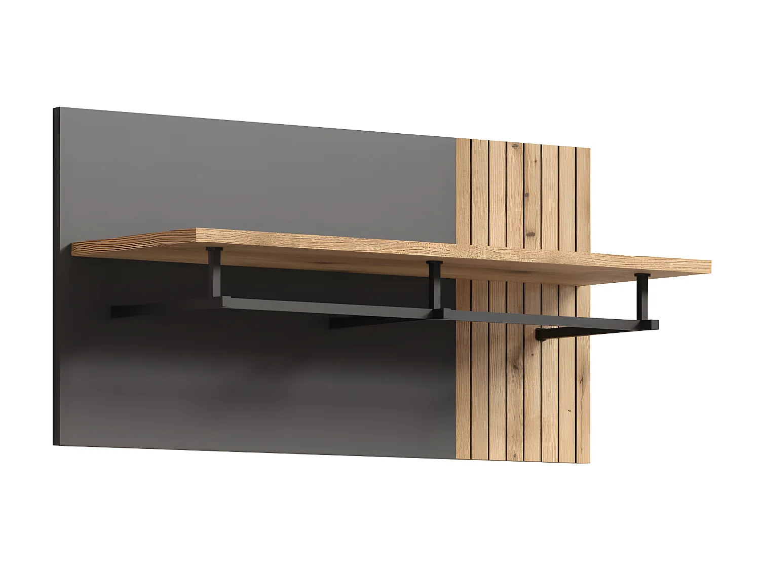 Esteban porte-manteau gris, chêne décor.