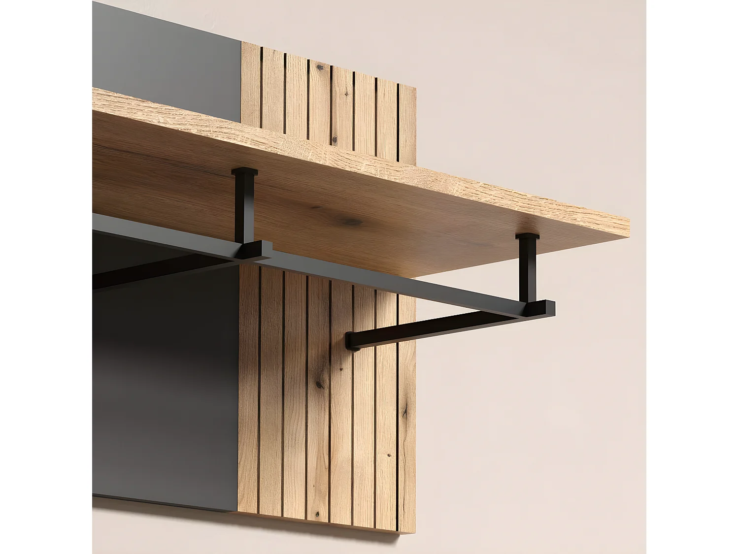 Esteban porte-manteau gris, chêne décor.