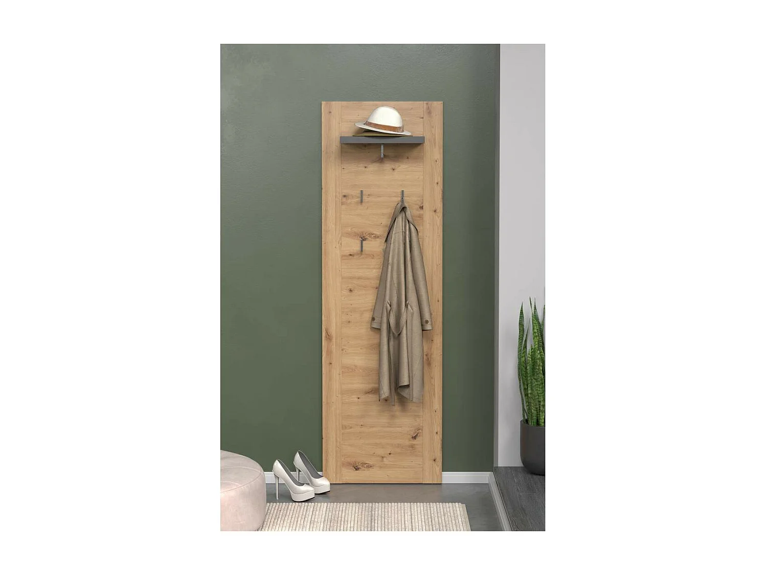 Follow kapstok grijs, eik decor.