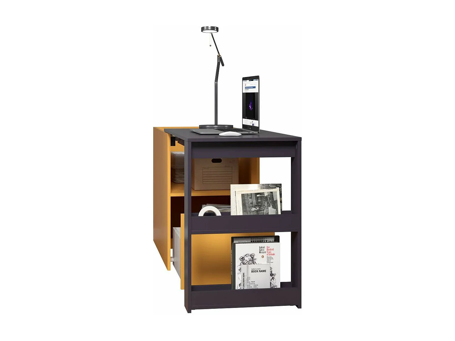 Solution bureau tiroir avec rangement Jaune, bleu.