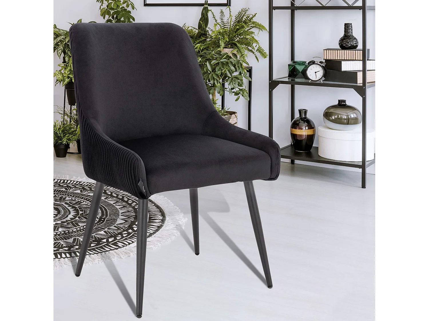 ESSZIMMERSTUHL ISABELLE 2er Set Samt Schwarz