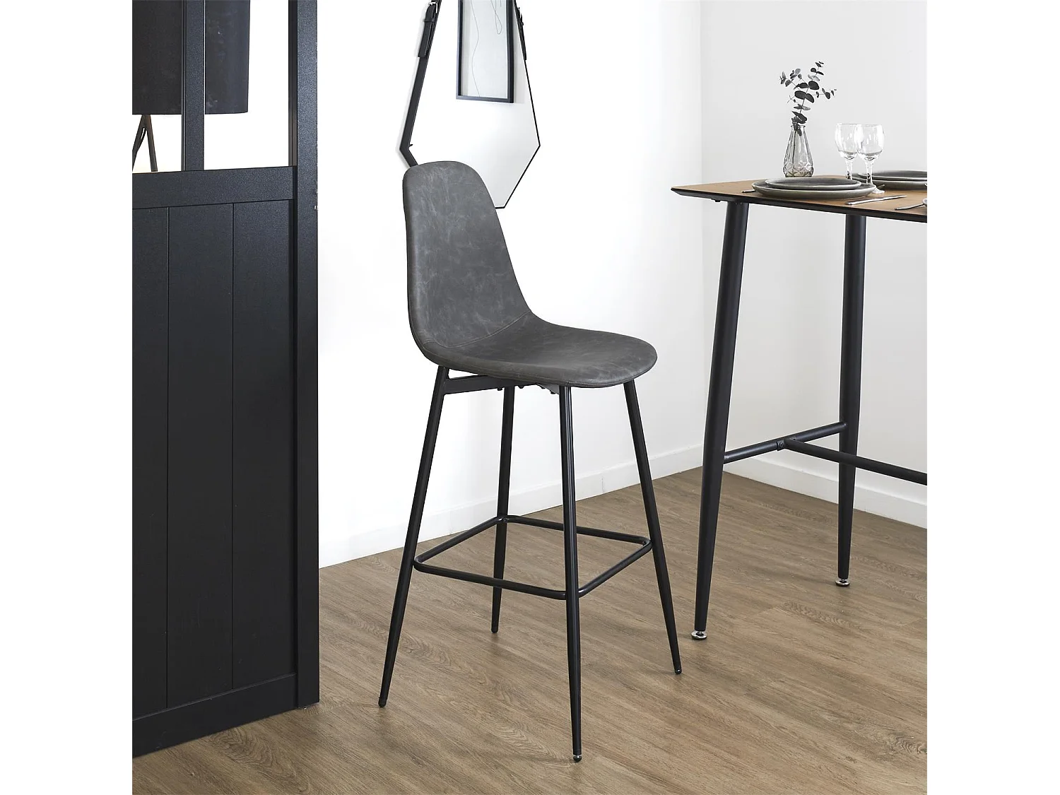 Chaise De Bar Amber Gris - Lot De 2 Gris, Noir