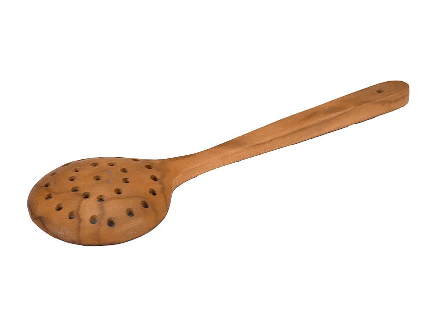 Lot de 2 écumoires cuillères passoire rondes en bois de teck – KARA