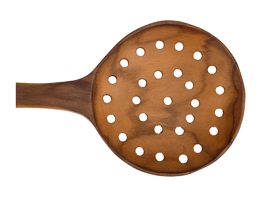 Lot de 2 écumoires cuillères passoire rondes en bois de teck – KARA