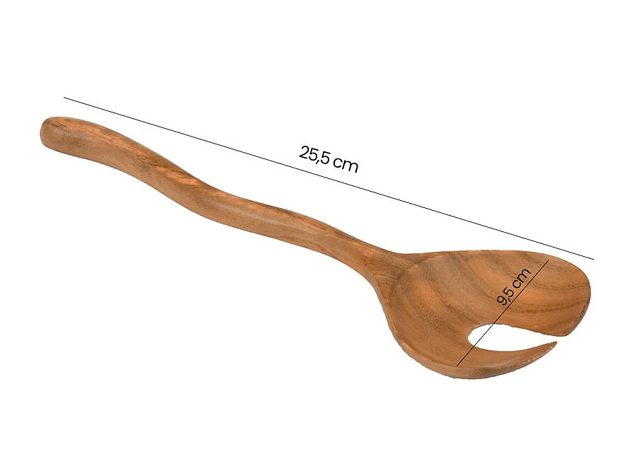 Lot de 2 grandes cuillères couverts à salade en bois de teck – KYOSHI