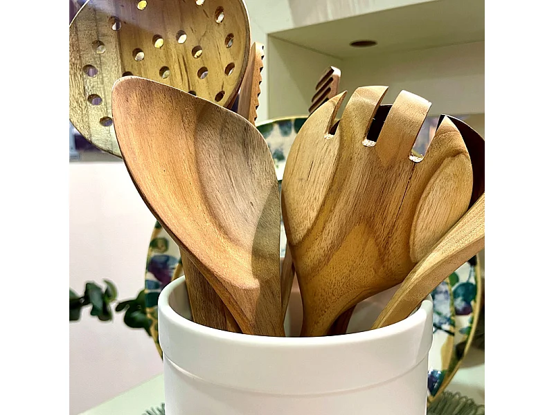 Lot de 2 spatules cuillères triangulaires en bois de teck – REYA