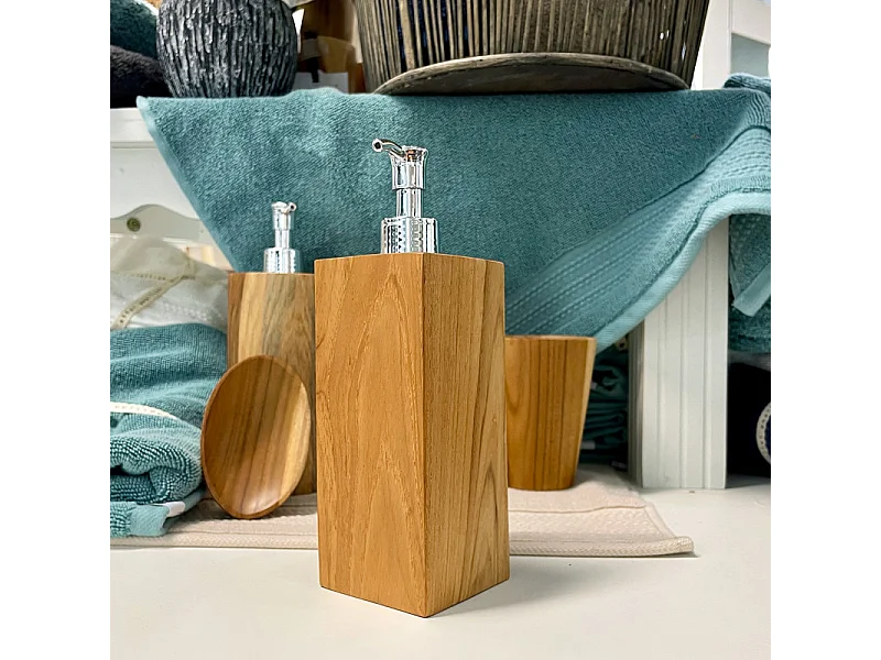 Lot de 2 distributeurs à savon carrés L. 6 cm en bois de teck – RIV