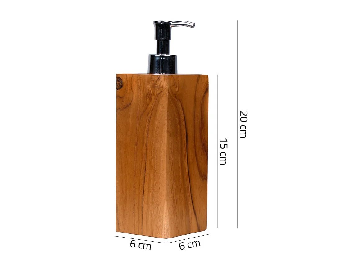 Lot de 2 distributeurs à savon carrés L. 6 cm en bois de teck – RIV