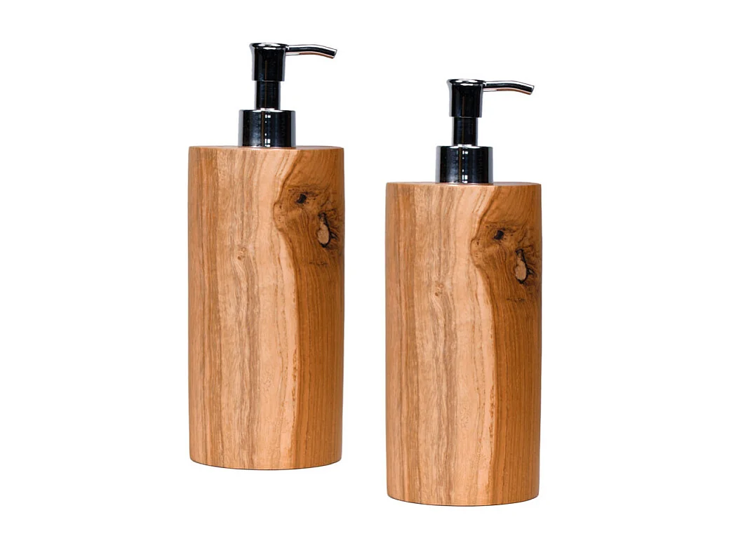 Lot de 2 distributeurs à savon ronds D. 8 cm en bois de teck – YEN