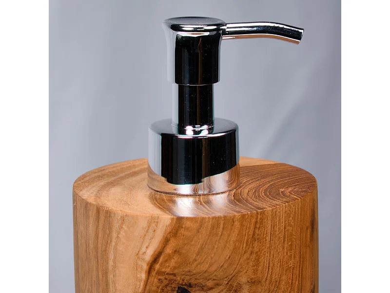 Lot de 2 distributeurs à savon ronds D. 8 cm en bois de teck – YEN