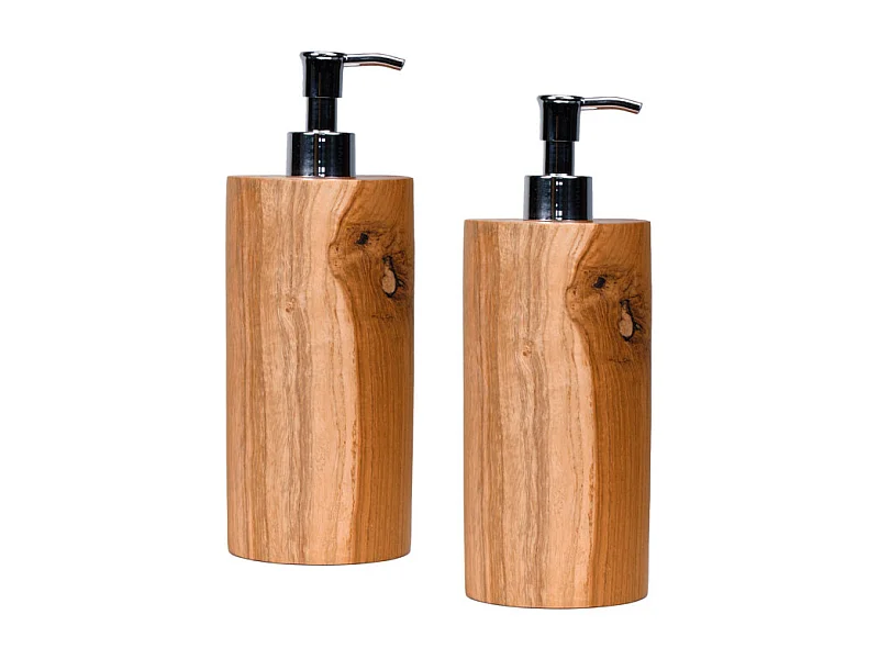 Lot de 2 distributeurs à savon ronds D. 8 cm en bois de teck – YEN