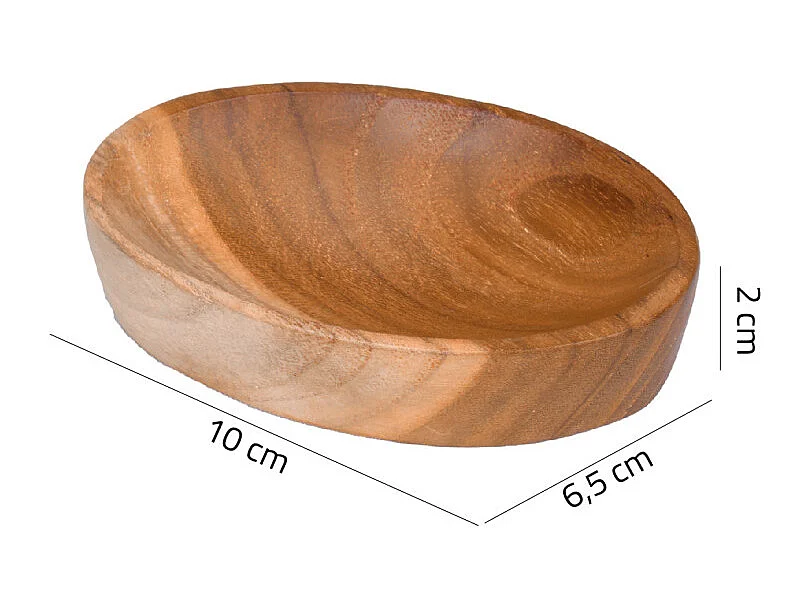 Lot de 2 porte-savons ovales en bois de teck au design naturel – CIRI