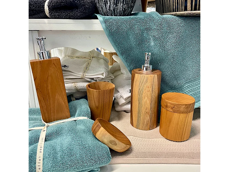 Lot de 2 porte-savons ovales en bois de teck au design naturel – CIRI