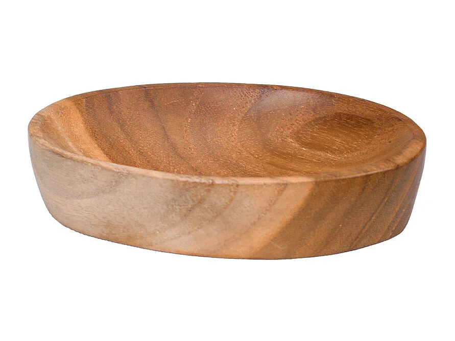 Lot de 2 porte-savons ovales en bois de teck au design naturel – CIRI