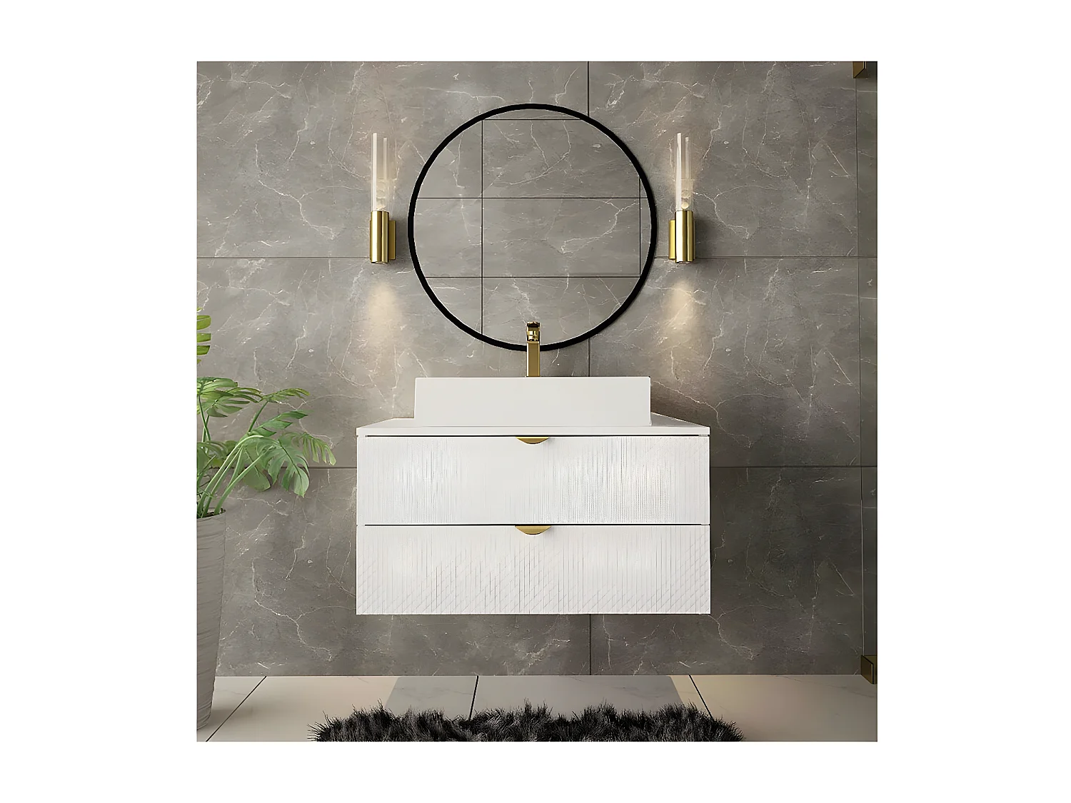 Meuble de salle de bain "Ios" - 2 pièces - Blanc