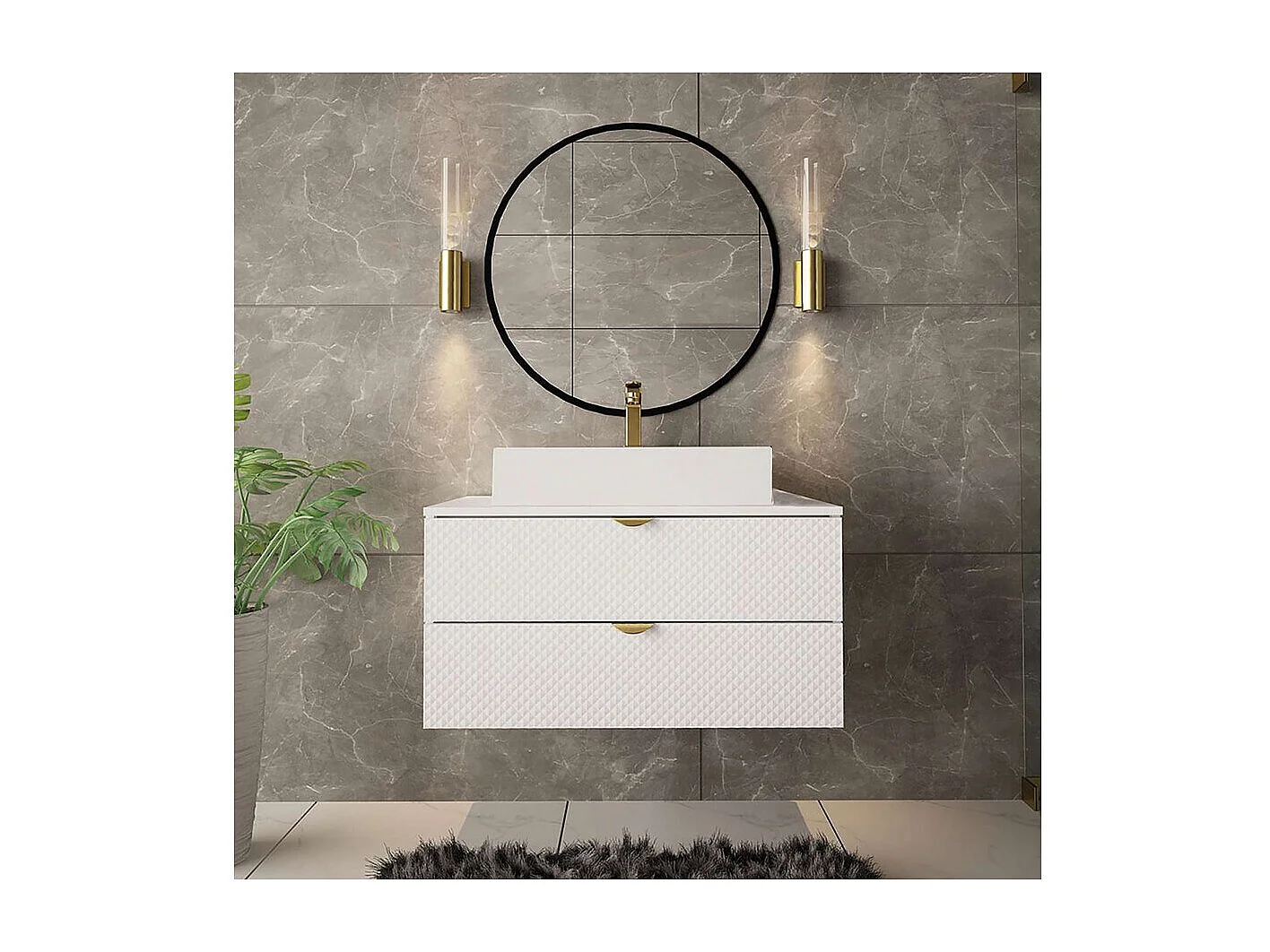 Meuble de salle de bain "Ios" - 2 pièces - Blanc