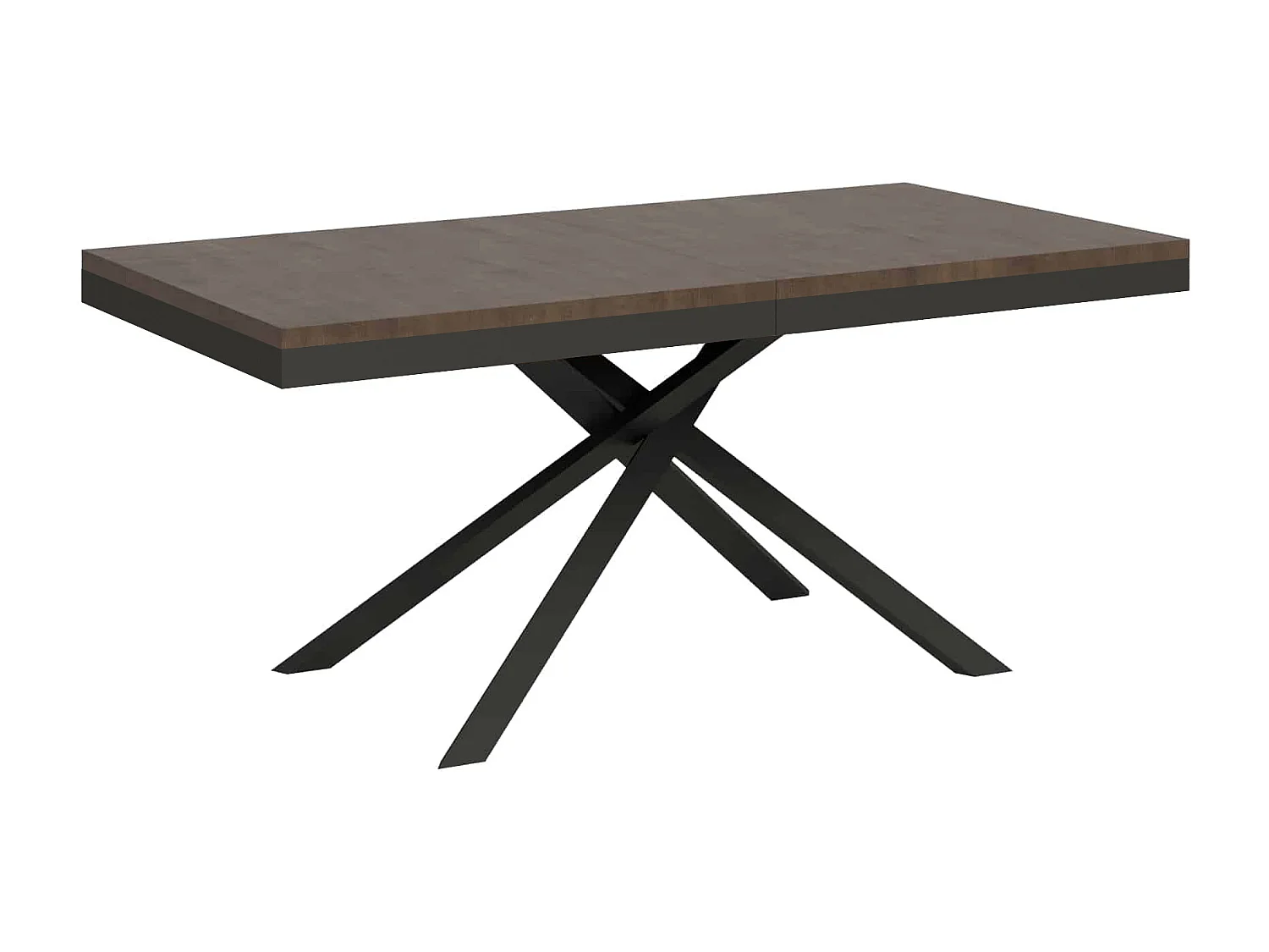 Uitschuifbare tafel 180/284x90 cm Karida Evolution walnoot met antraciet frame en poten