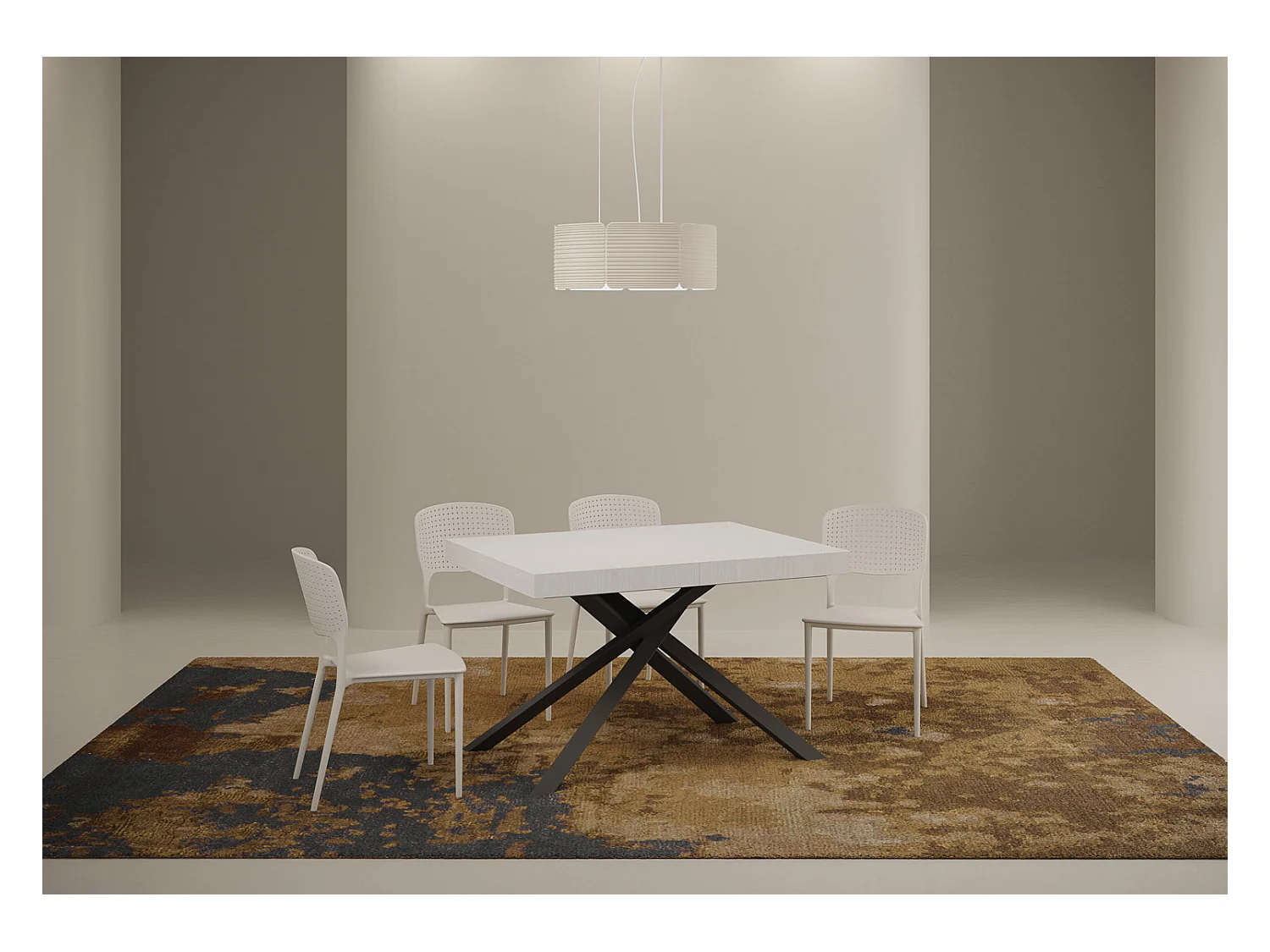Uitschuifbare tafel 90x130/234 cm Karida Premium eiken wit frame antraciet