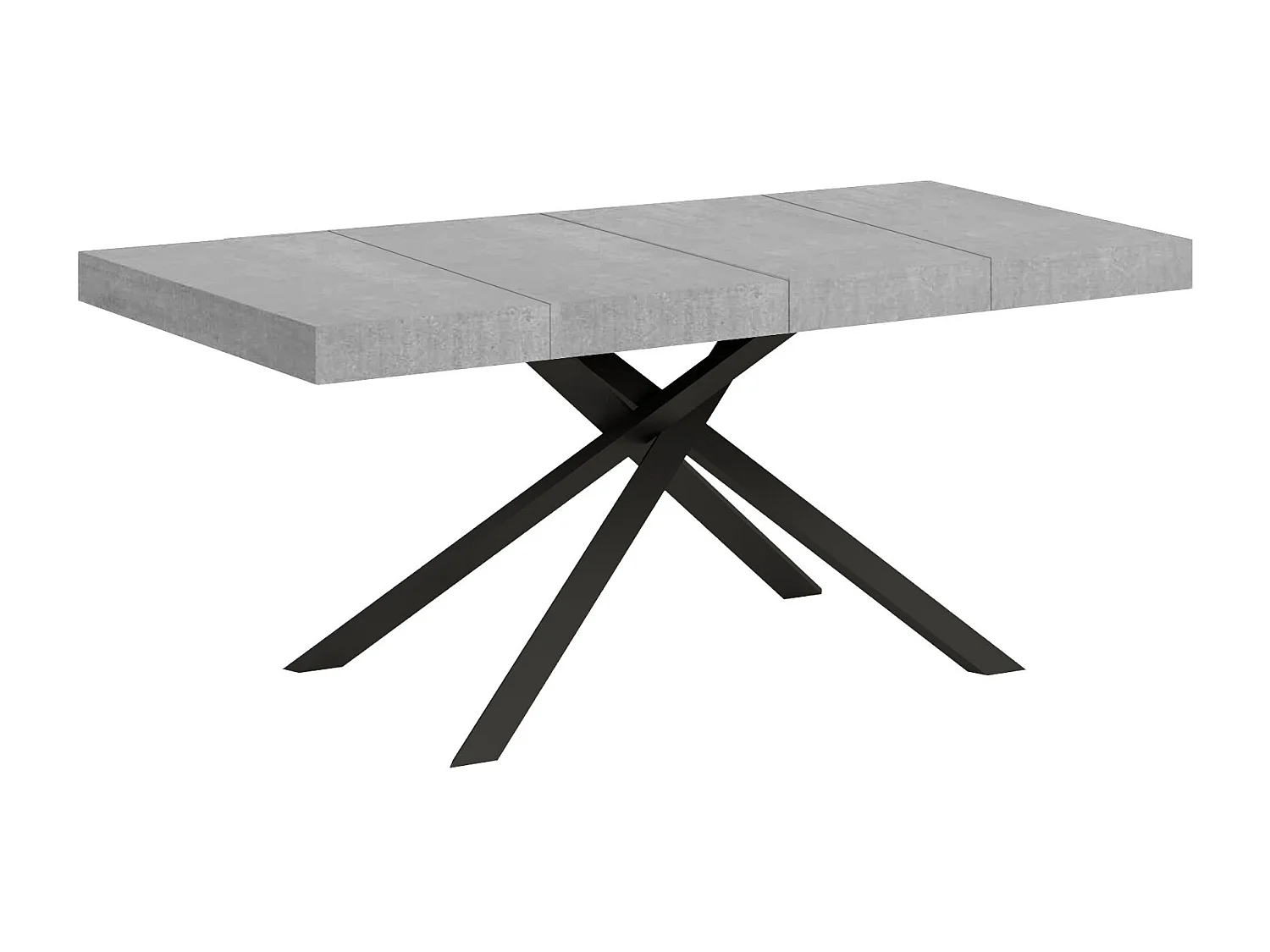 Table extensible 130/234x90 cm Karida Premium gris béton pieds anthracite