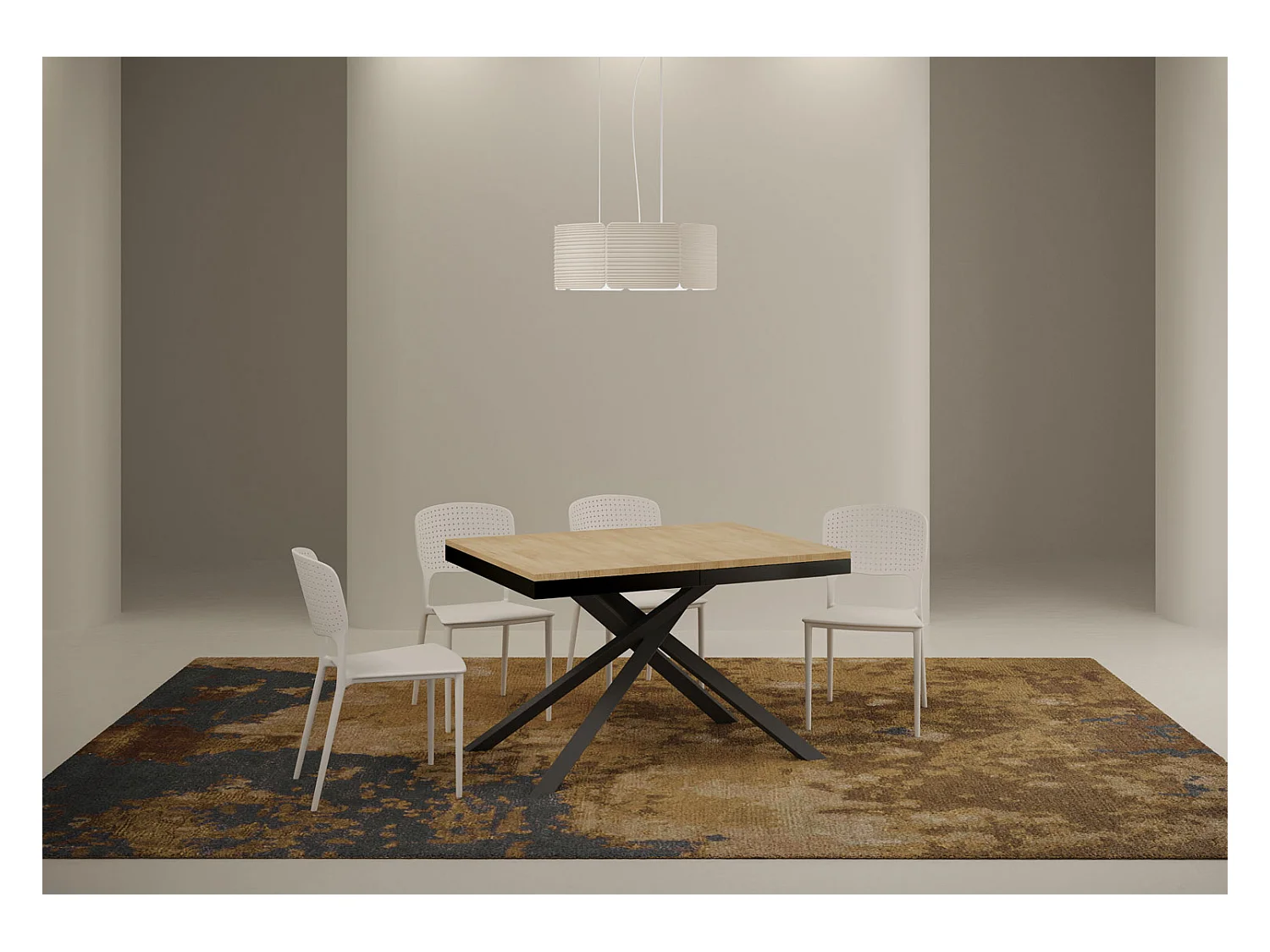 Table extensible 90x120/224 cm Karida Evolution chêne nature cadre anthracite