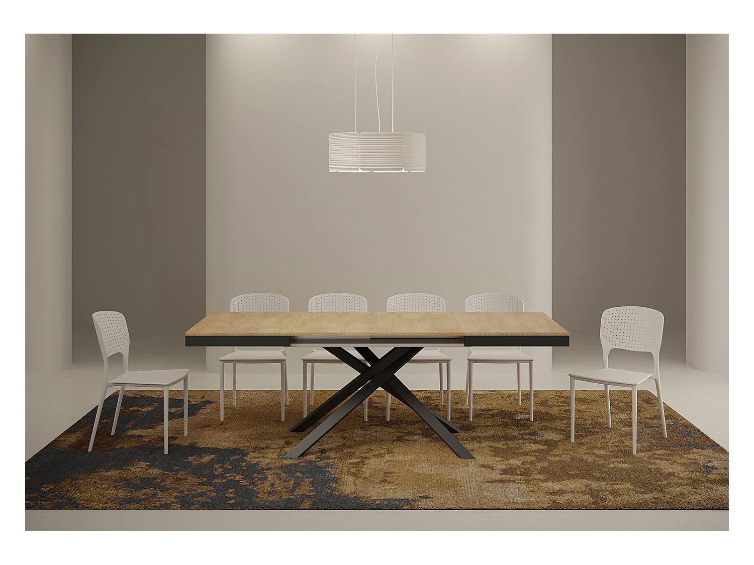 Uitschuifbare tafel 90x120/224 cm Karida Evolution natuur eiken frame antraciet