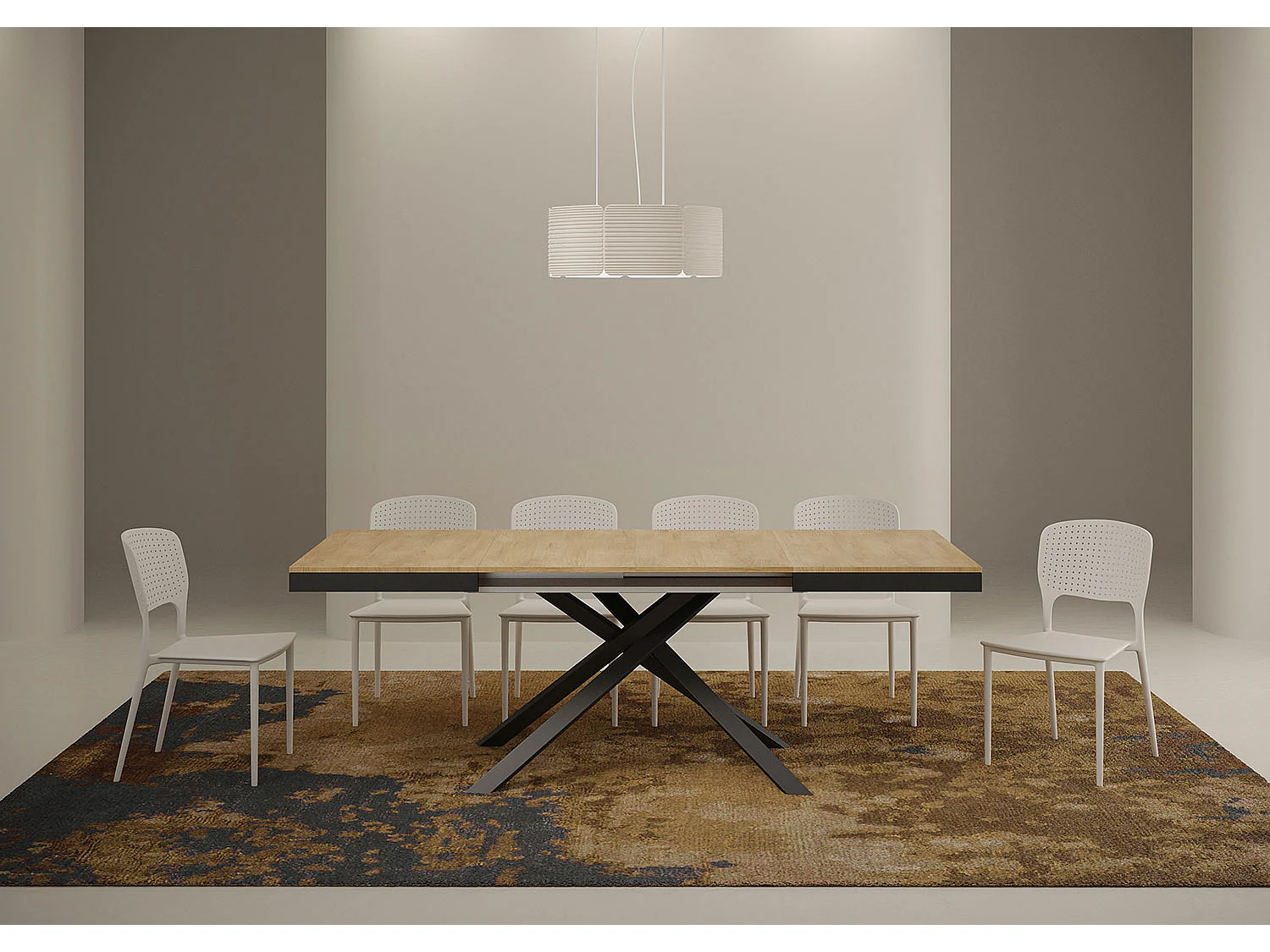 Table extensible 120/224x90 cm Karida Evolution chêne nature cadre et pieds anthracite