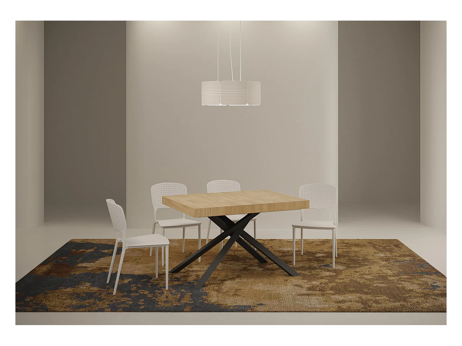 Table extensible 90x130/390 cm Karida chêne nature pieds anthracite