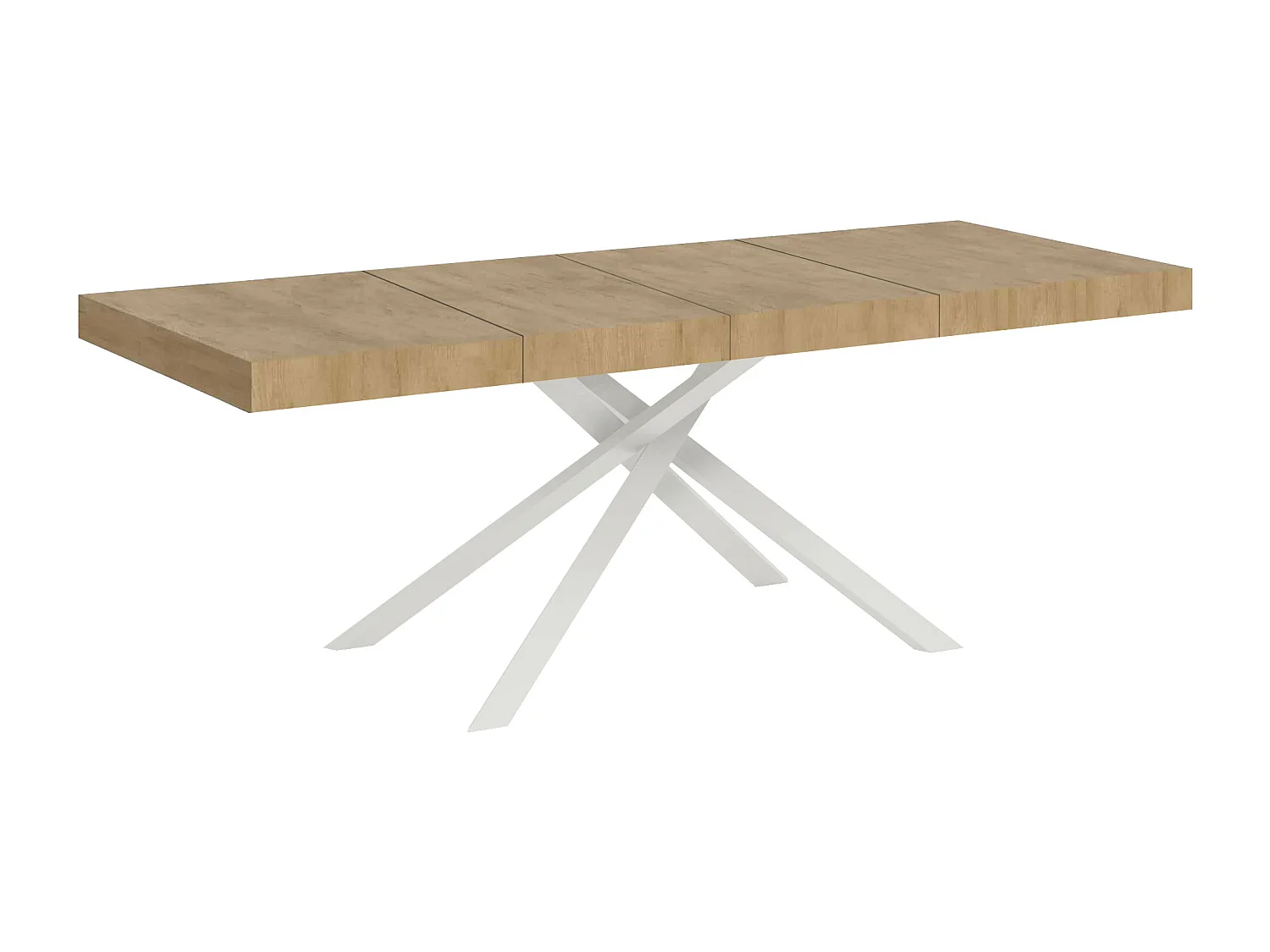 Mesa de jantar extensível 180/284x90 cm Karida Premium carvalho natural pernas brancas