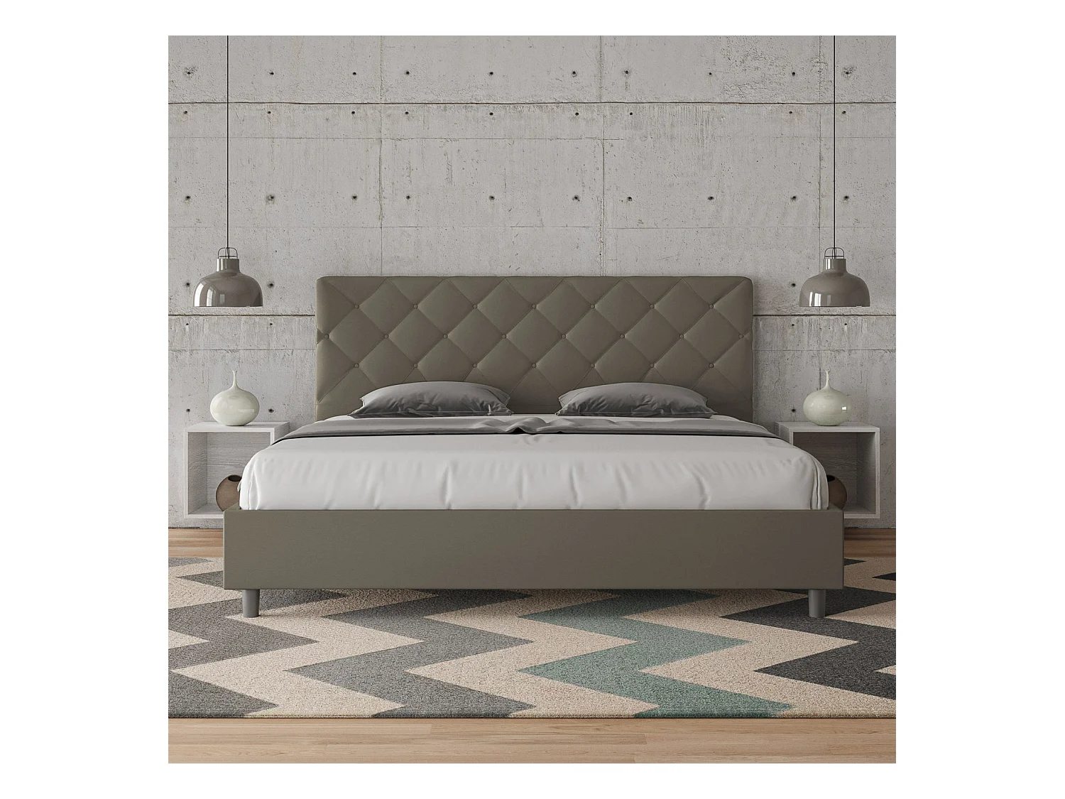 Lit sans sommier rembourré 180x210 similicuir cappuccino Priya