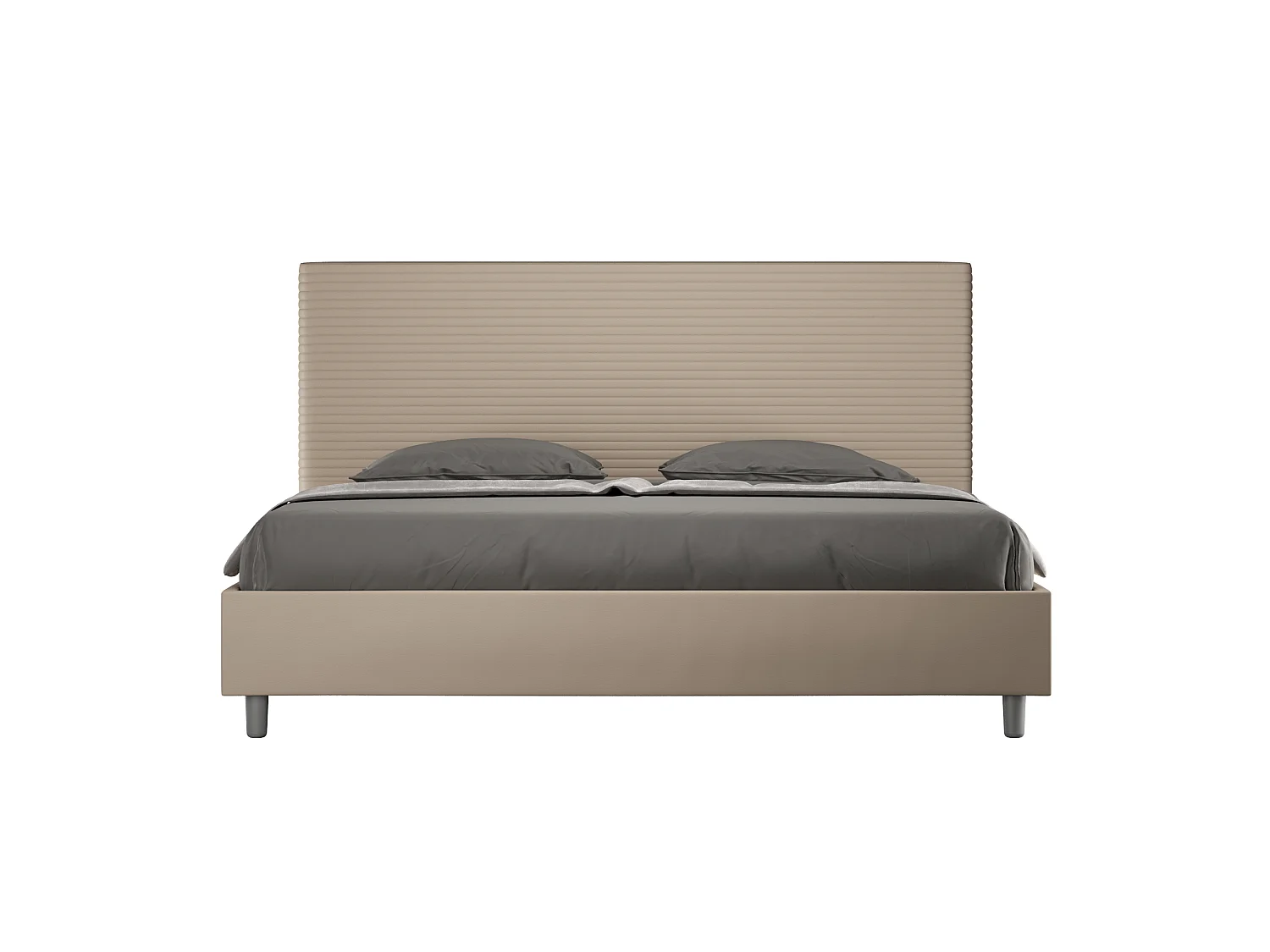 Cama de casal super king size sem estrado estofada 200x200 pele sintética tortora Focus