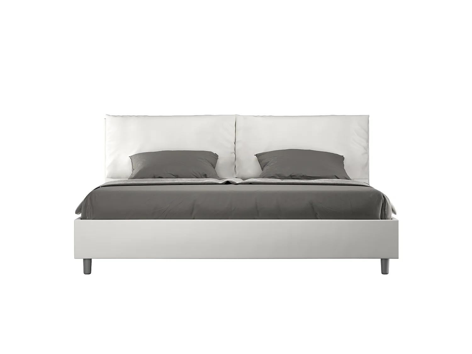 Letto matrimoniale king size senza rete imbottito 200x200 similpelle bianco Antea Large