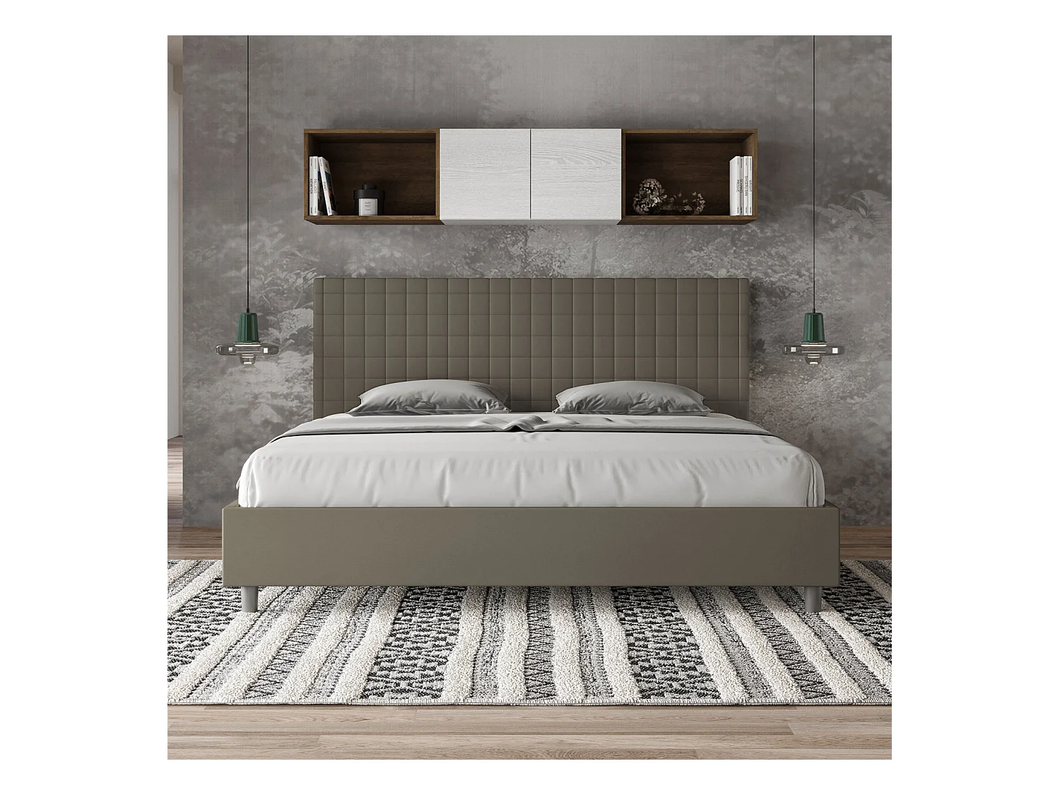 Gestoffeerd bed zonder boxspring 180x190 Sunny cappuccino imitatieleer