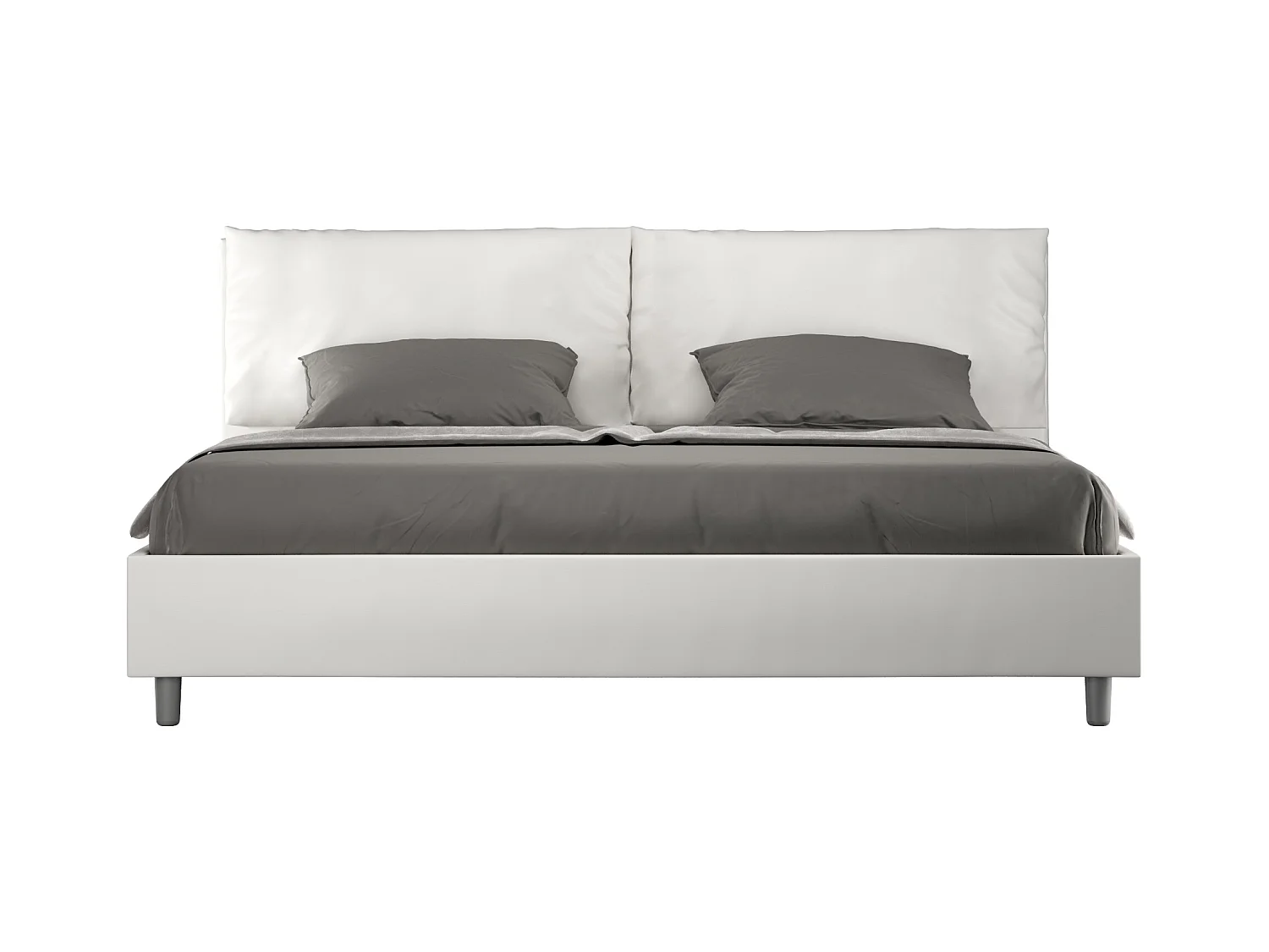 Lit king size sans sommier rembourré 200x210 similicuir blanc Antea Large