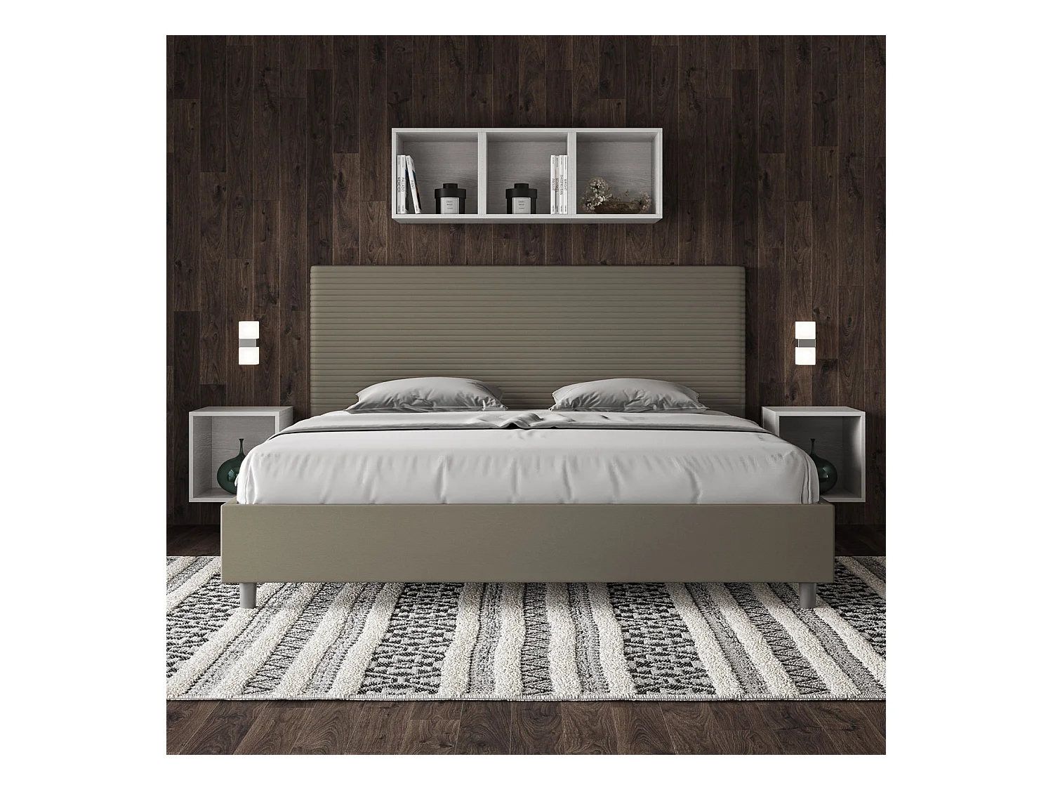 Lit sans sommier rembourré 180x210 similicuir cappuccino Focus