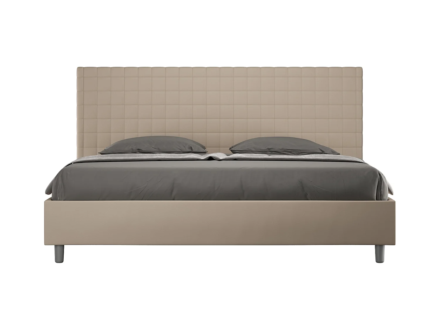 Lit sans sommier rembourré 180x190 similicuir taupe Sunny