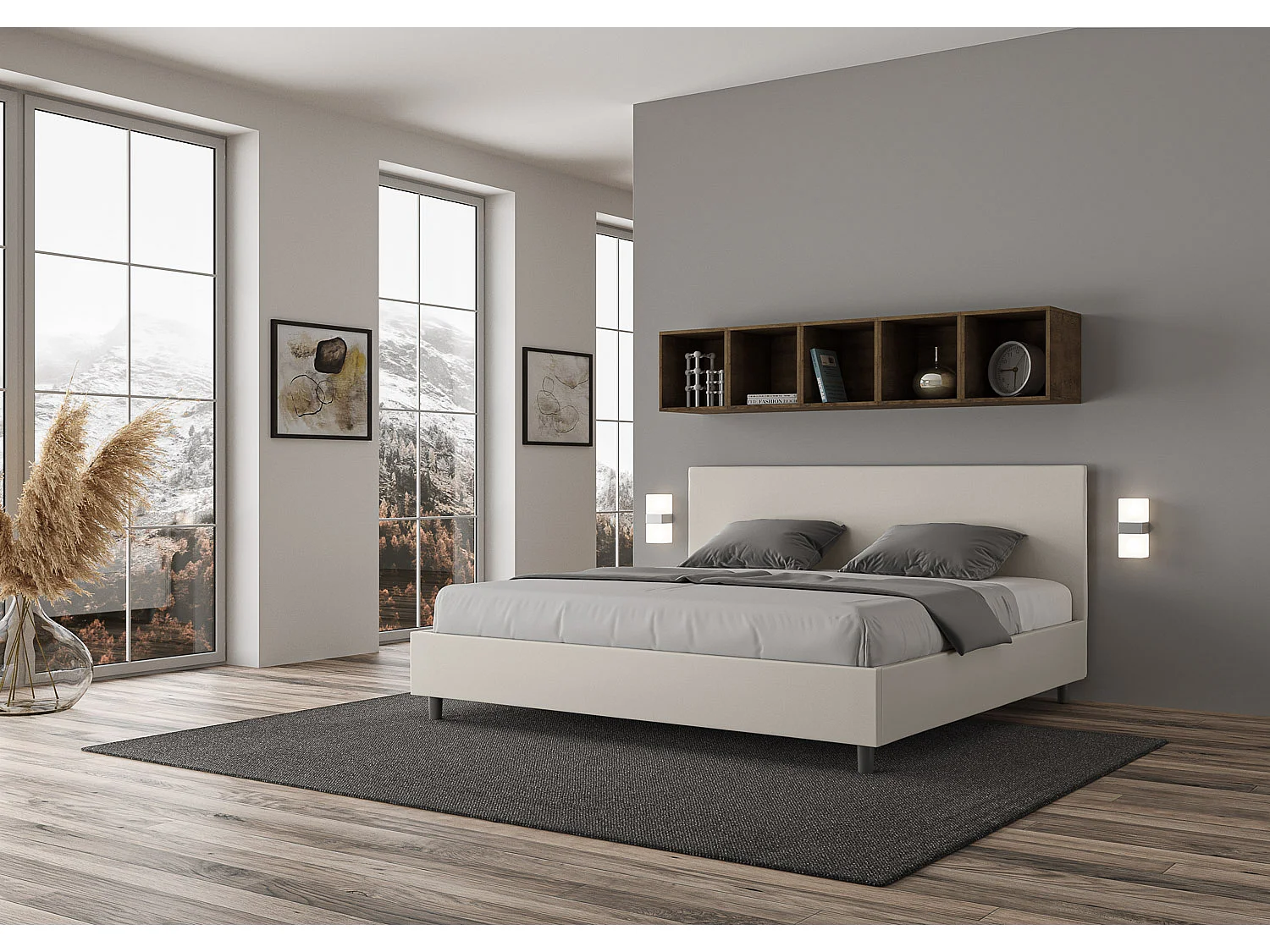 Adele wit kunstlederen gestoffeerd bed zonder bedbodem 200x210