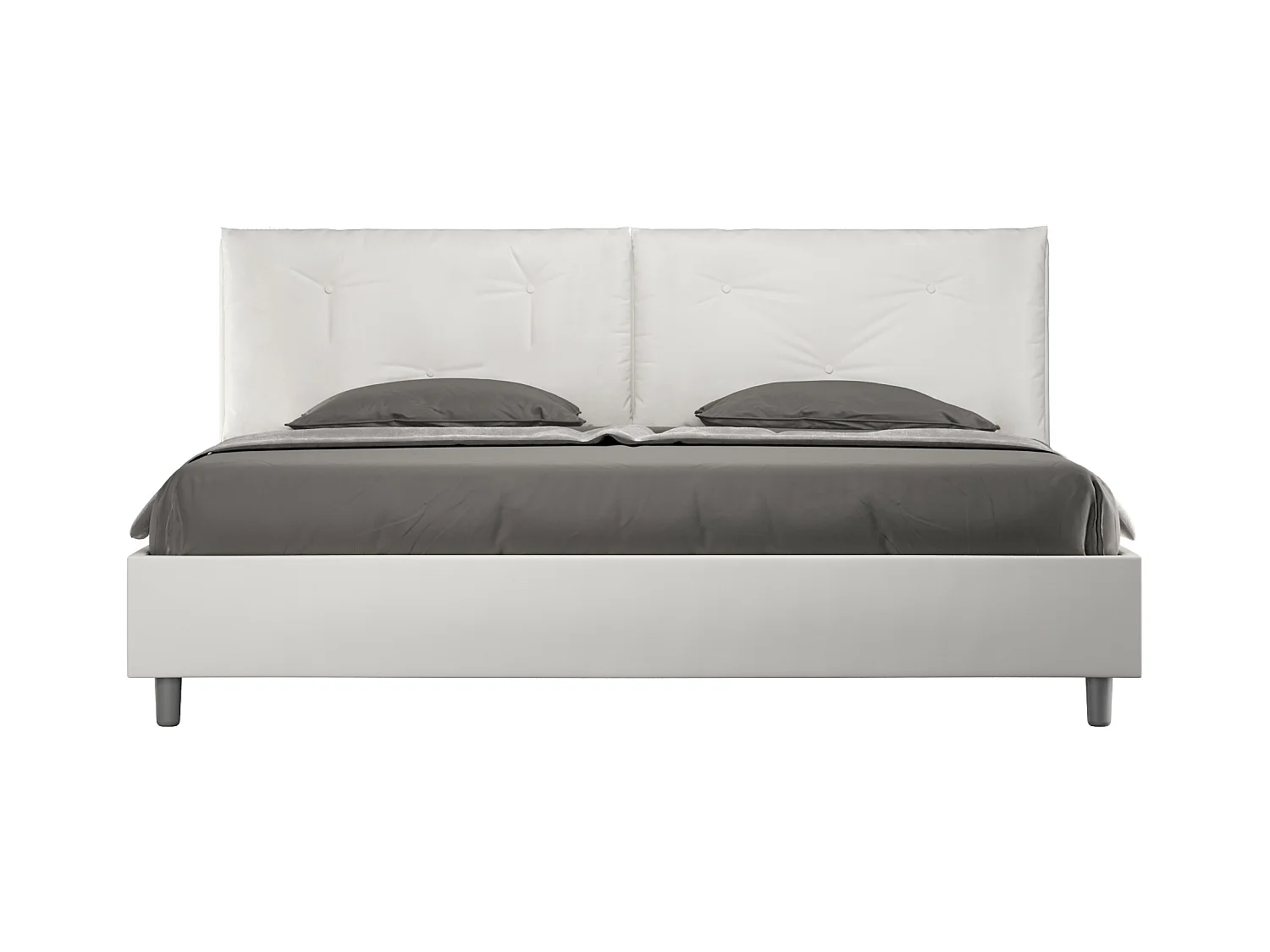 Gepolstertes Bett mit Lattenrost 200x210 mit Kunstlederbezug Weiß Appia Large