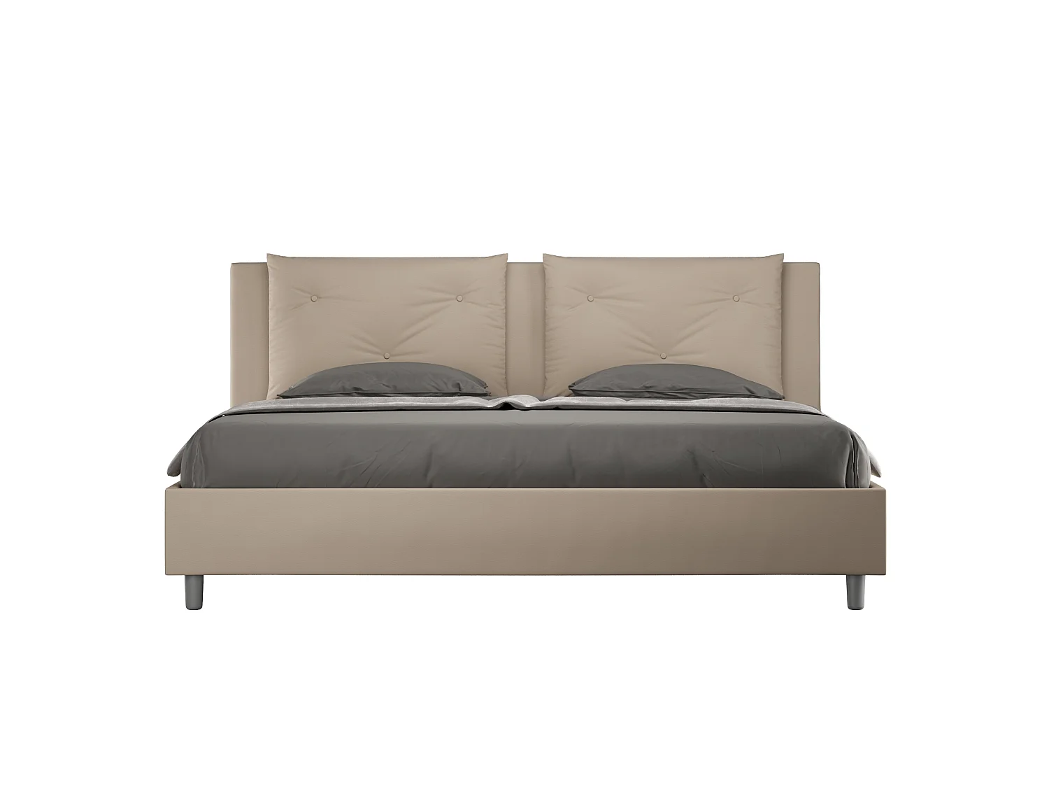 Cama de casal super king size con estrado estofada 200x210 pele sintética tortora Appia