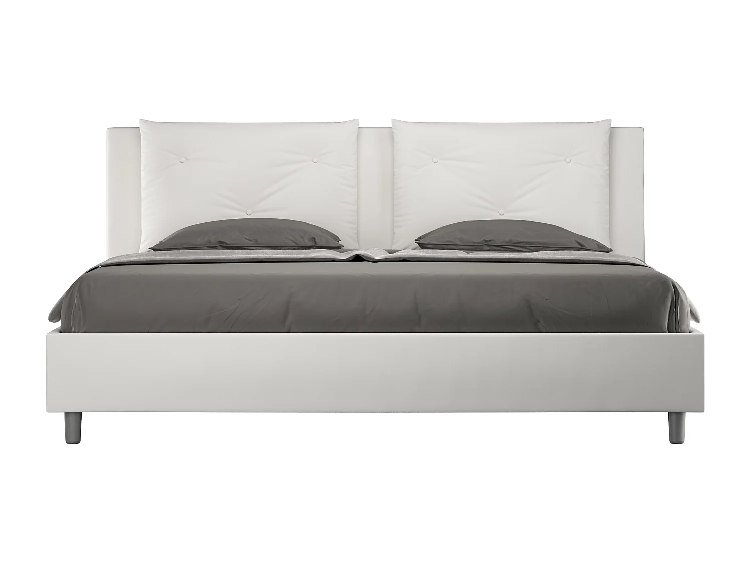 Lit king size avec sommier rembourrée 200x200 similicuir blanc Appia