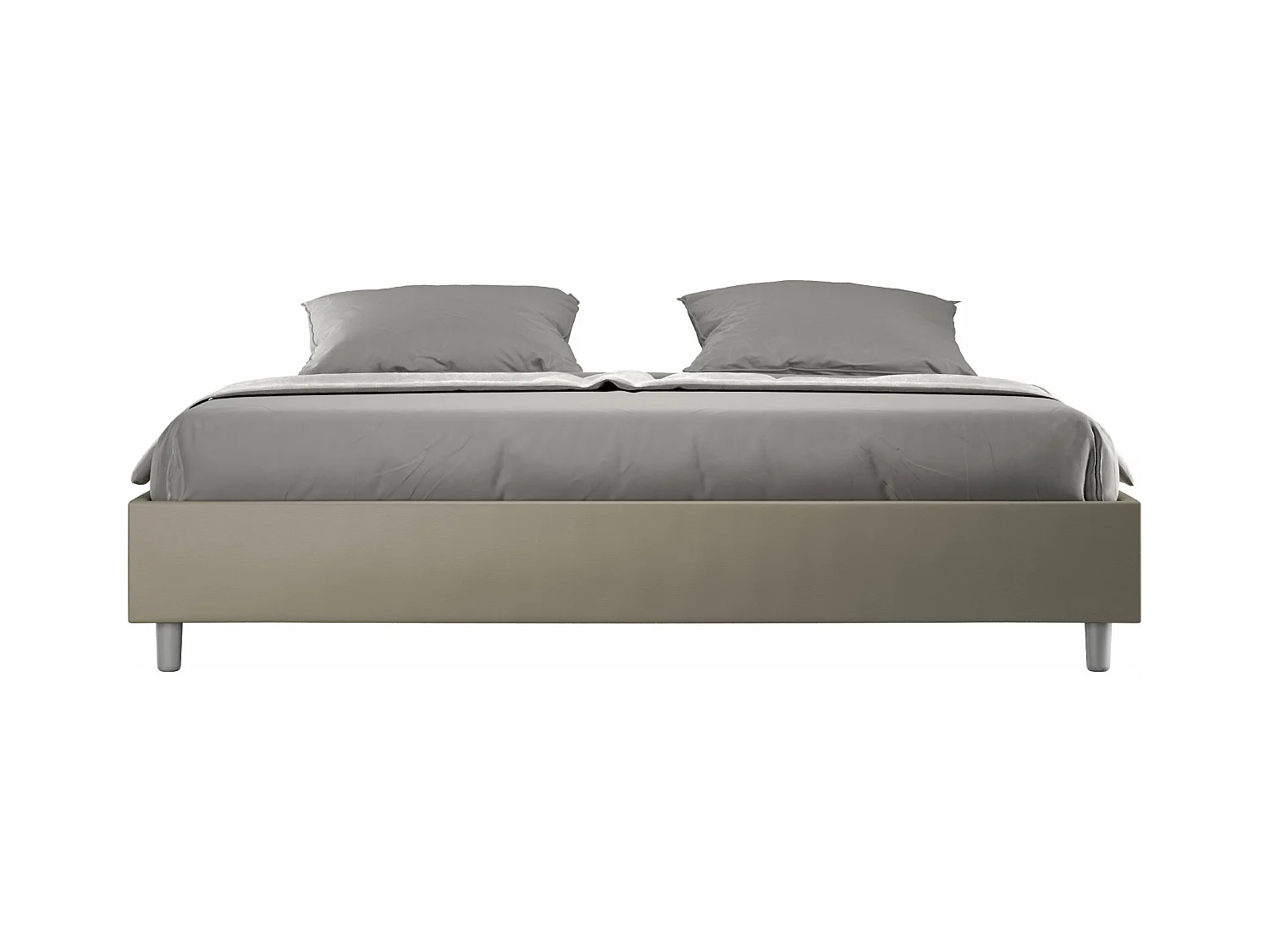 Letto Sommier con rete imbottito 180x190 similpelle cappuccino Azelia